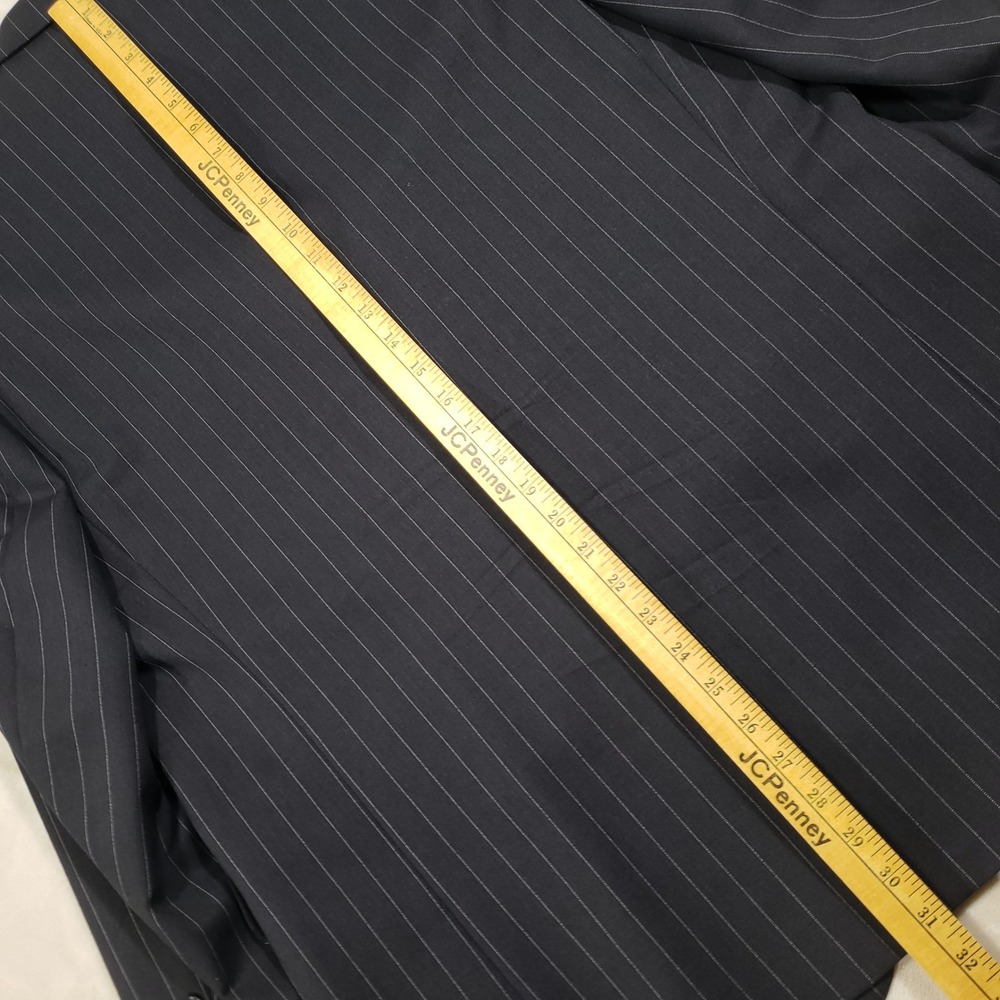 Jack Victor Suit Men 44R Black Pinstripe Super 110s Wool 3-Button Pleated Cuffed - Picture 14 of 16